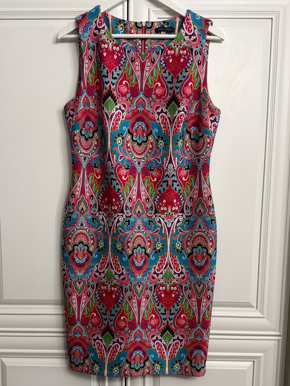 Tommy Hilfiger Pink Multi Paisley/Medallion Sleeveless Sheath/Shift Dress Career